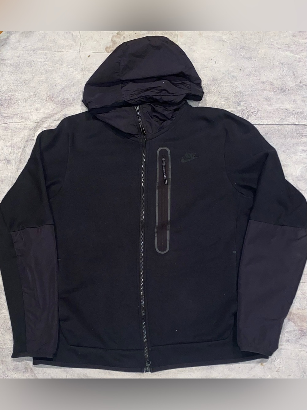 Nike Sportswear Tech Fleece Full Zip Up Overlay Hoodie Sweatshirt Jacket Men’s L